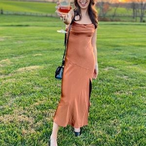 LYCHEE MARTINI MIDI DRESS CHOCOLATE